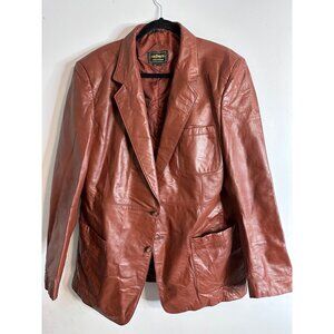 Vintage Andhurst Leather Blazer Brown 46 L Genuine Leather Sport Coat